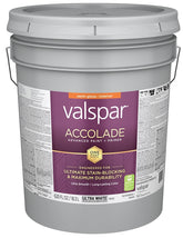 Valspar Accolade 1300 028.0013002.008 Latex Paint, Acrylic Base, Semi-Gloss, Ultra White, 5 gal, Plastic Pail